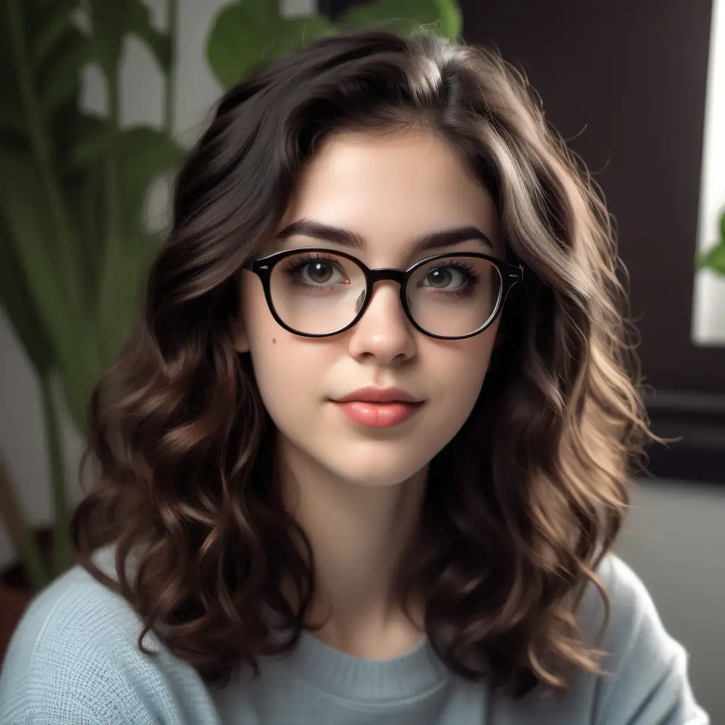 Innocent Beauty Captivating Portrait of a 26YearOld Woman with Nerd Glasses