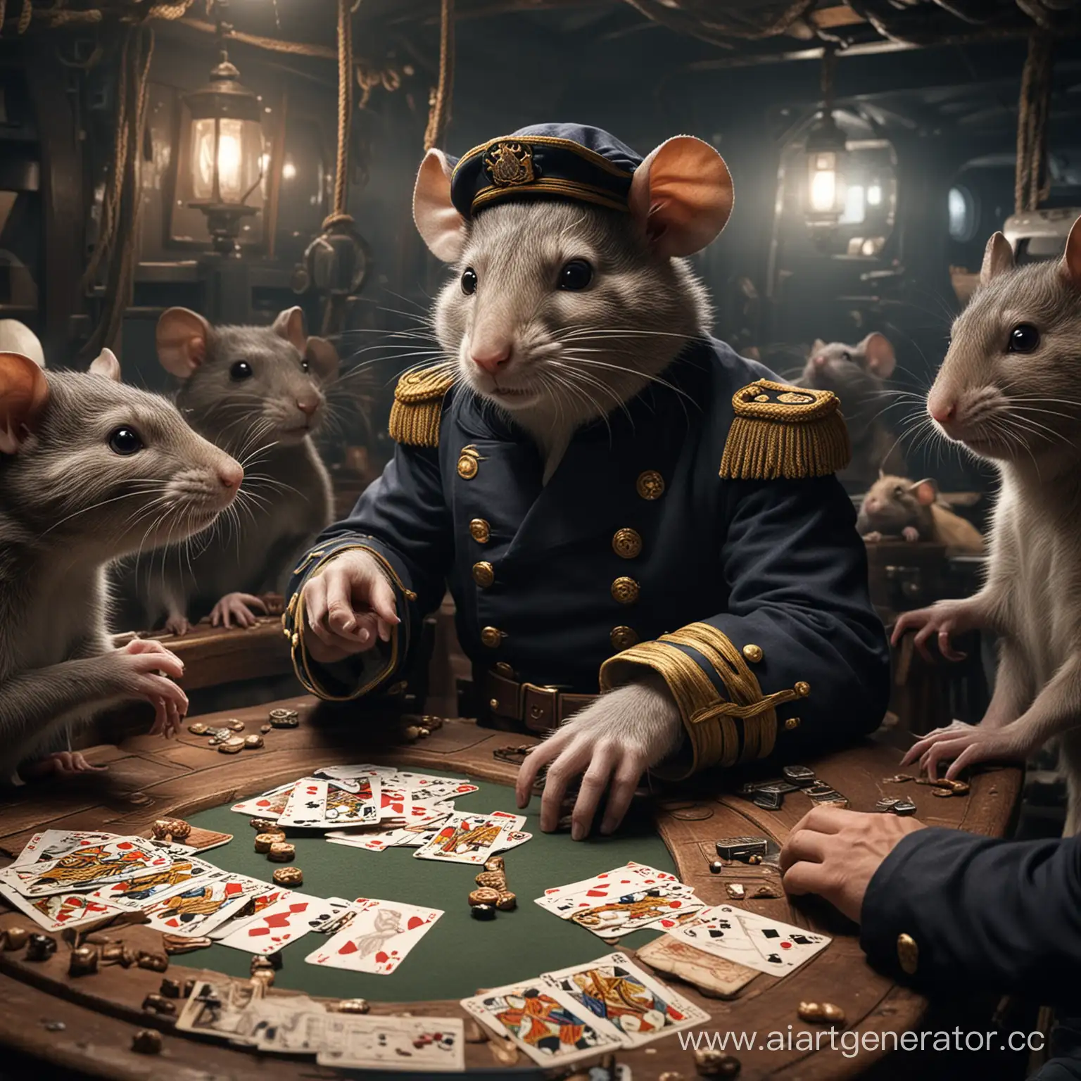 Captain-Playing-Cards-with-Ships-Hold-Rats