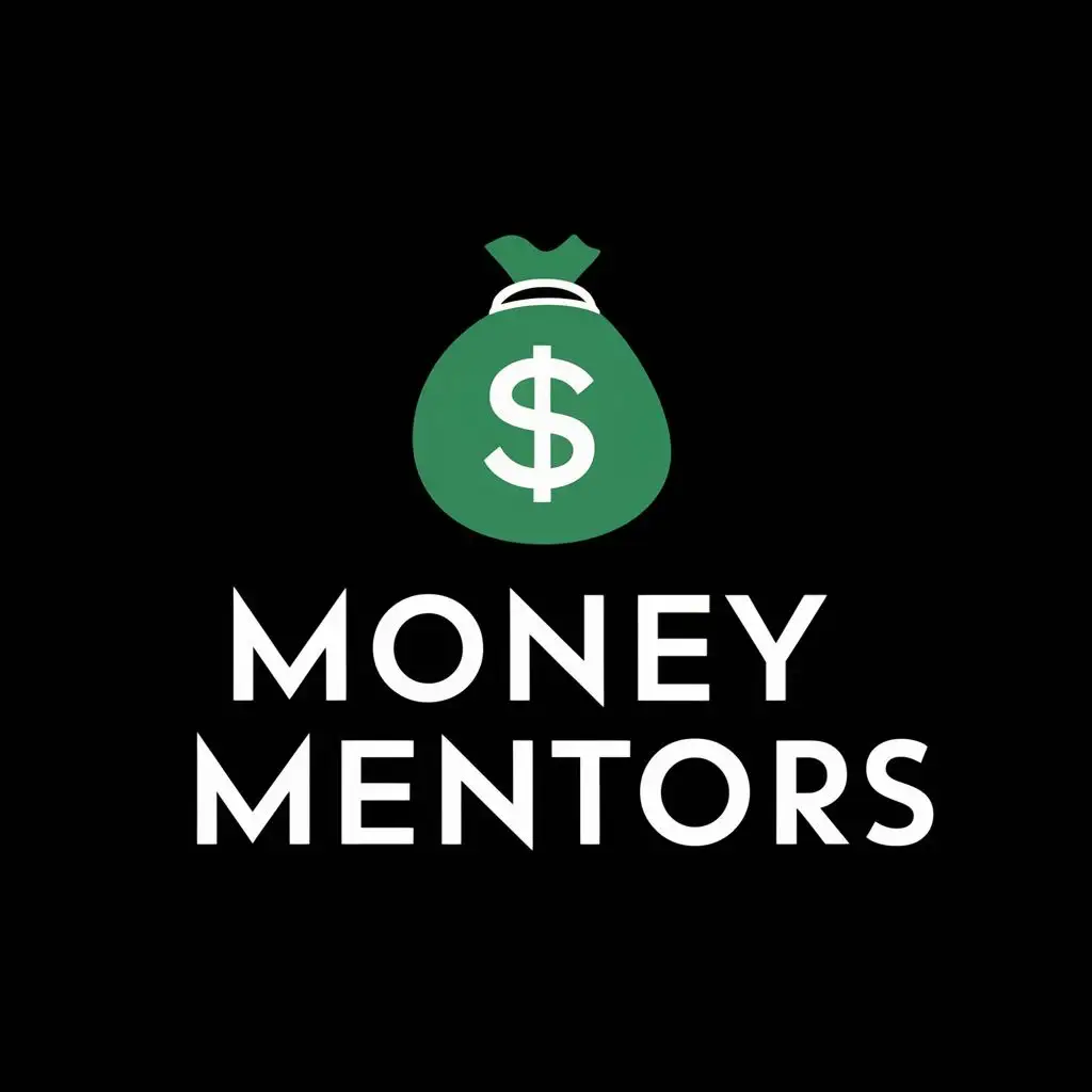 logo, money bag, with the text "money mentors", typography