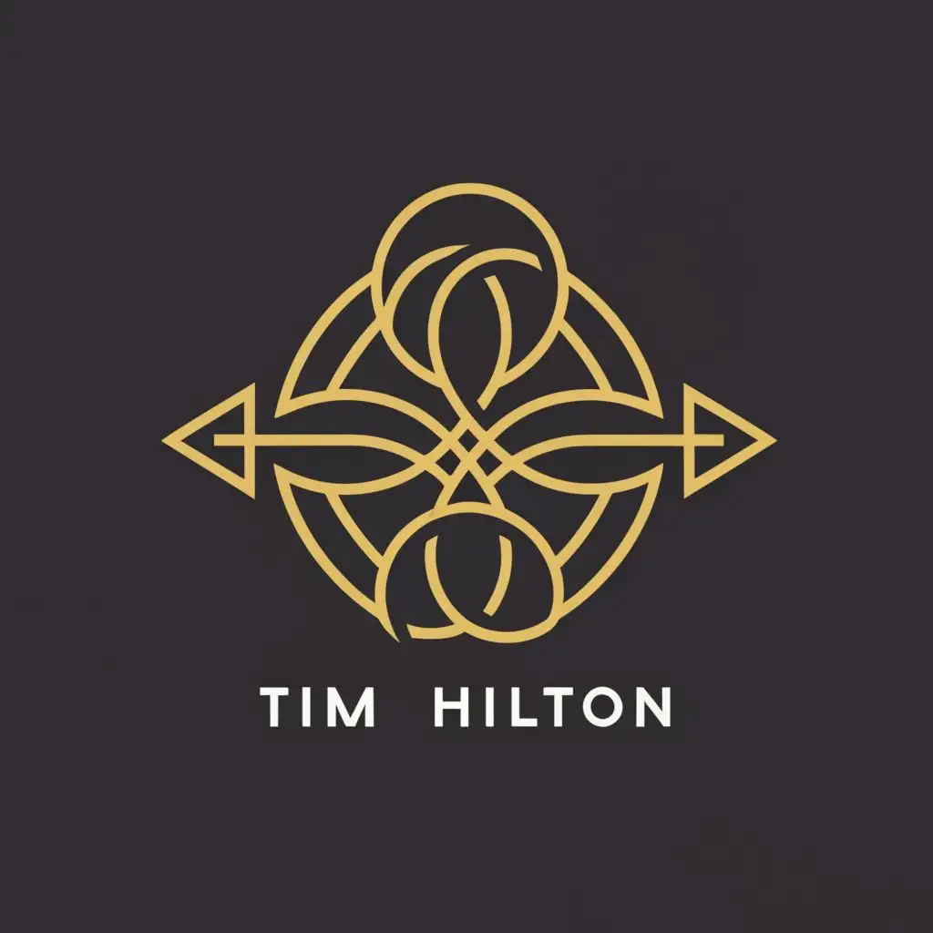 logo, infinity circles black independent spiritual balance strength arrow, with the text "Tim Hilton", typography, be used in Sports Fitness industry