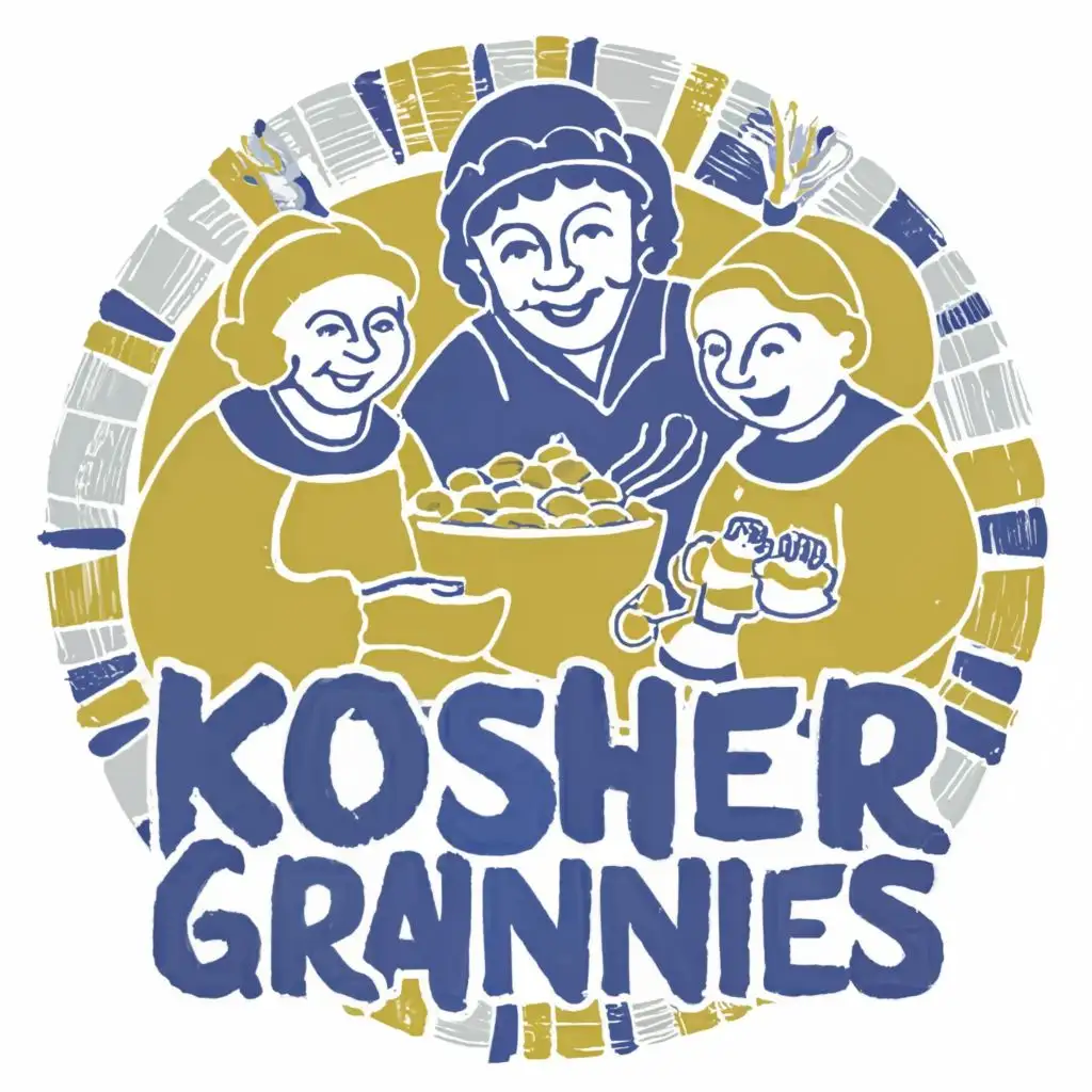 LOGO-Design-For-Kosher-Grannies-Vibrant-Yellow-Blue-with-a-Touch-of-Portuguese-Tiles