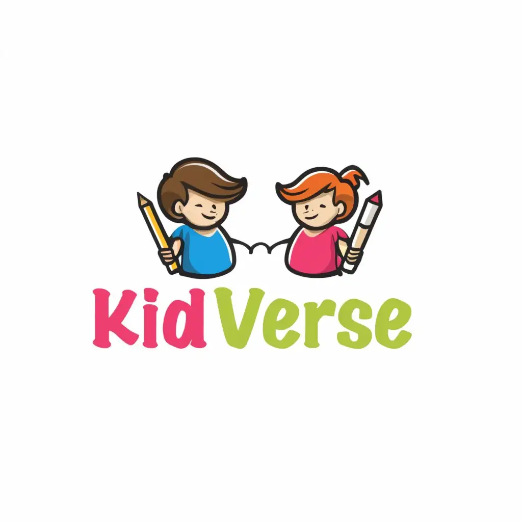 a logo design,with the text "Kid Verse", main symbol:kids,Minimalistic,clear background