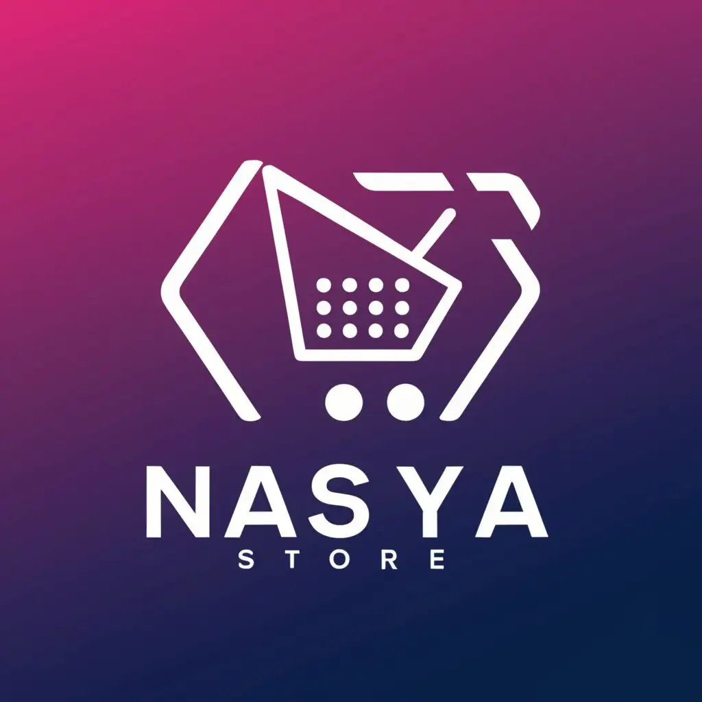 a logo design, with the text 'NASYA STORE', main symbol: Online Shop Website COMPANY, complex, clear background