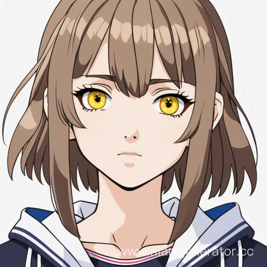A young female human, she is 18 years old. She is sukeban. She has light brown hair and yellow eyes.  Likes seilorfuku and wears it.