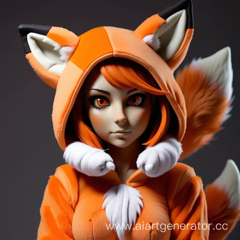 Adorable-Plush-Girl-Furry-Fox-in-Vibrant-Orange-Costume