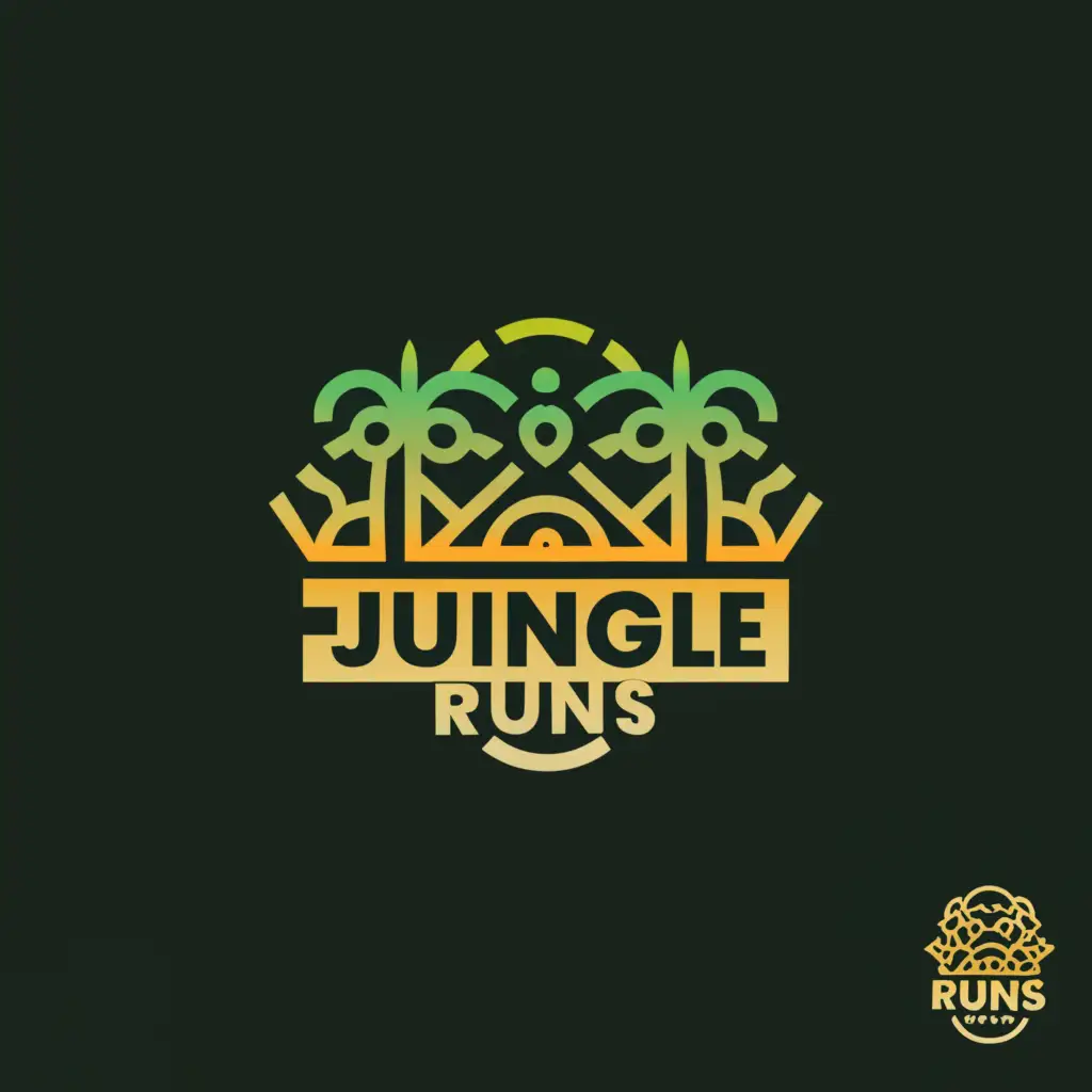 a logo design,with the text "Jungle Runs", main symbol:Jungle,Minimalistic,be used in Entertainment industry,clear background