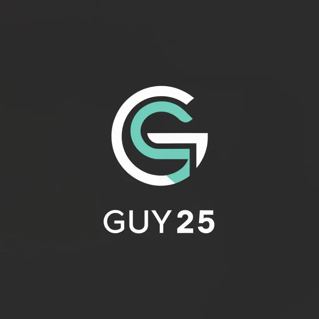 a logo design,with the text "Guy25", main symbol:teal,Minimalistic,clear background