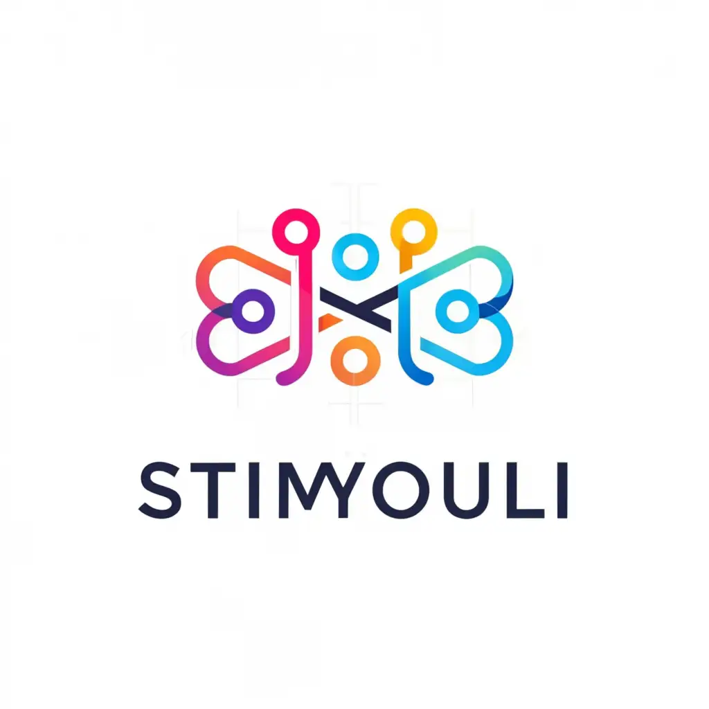 a logo design,with the text "stiMYouli", main symbol:Neural links, blue and red, software, advertising, text only,Minimalistic,be used in Technology industry,clear background