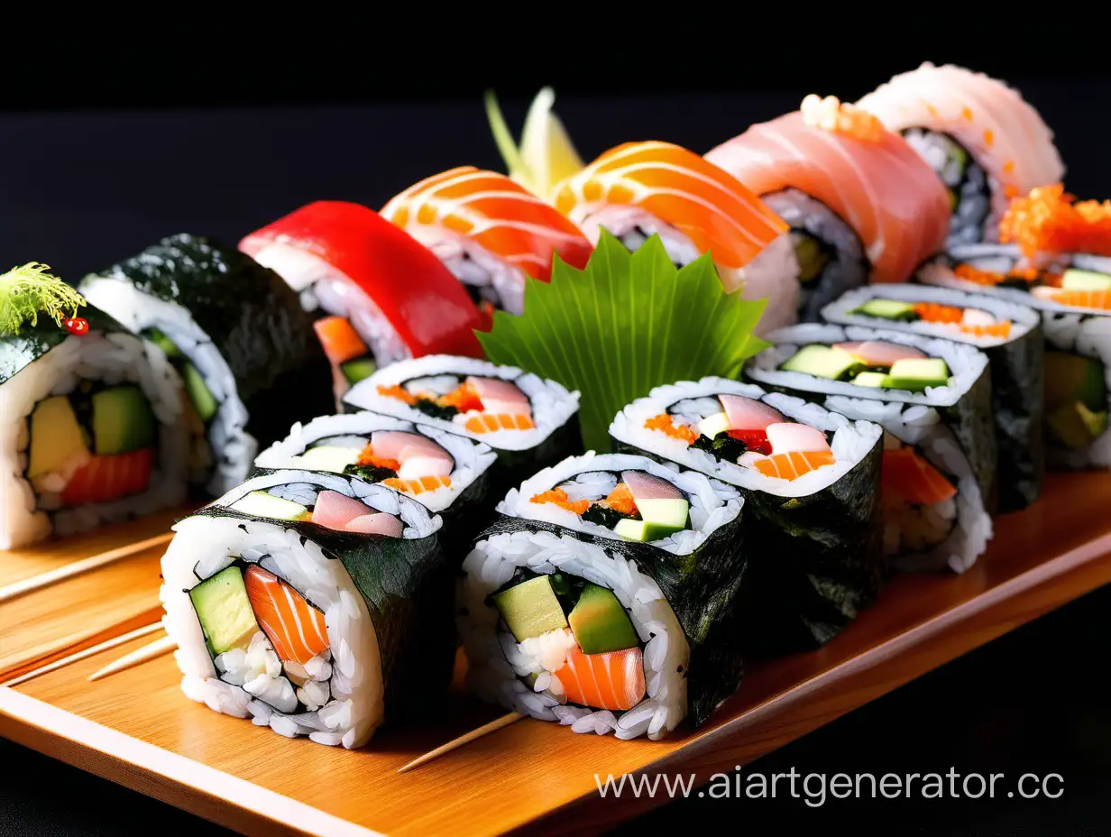 Colorful-and-Flavorful-Japanese-Sushi-Rolls-A-Culinary-Symphony-of-Taste-and-Visual-Delight