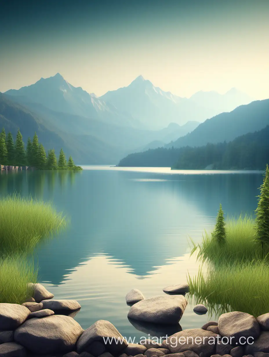Scenic-Lake-with-Majestic-Mountain-Background