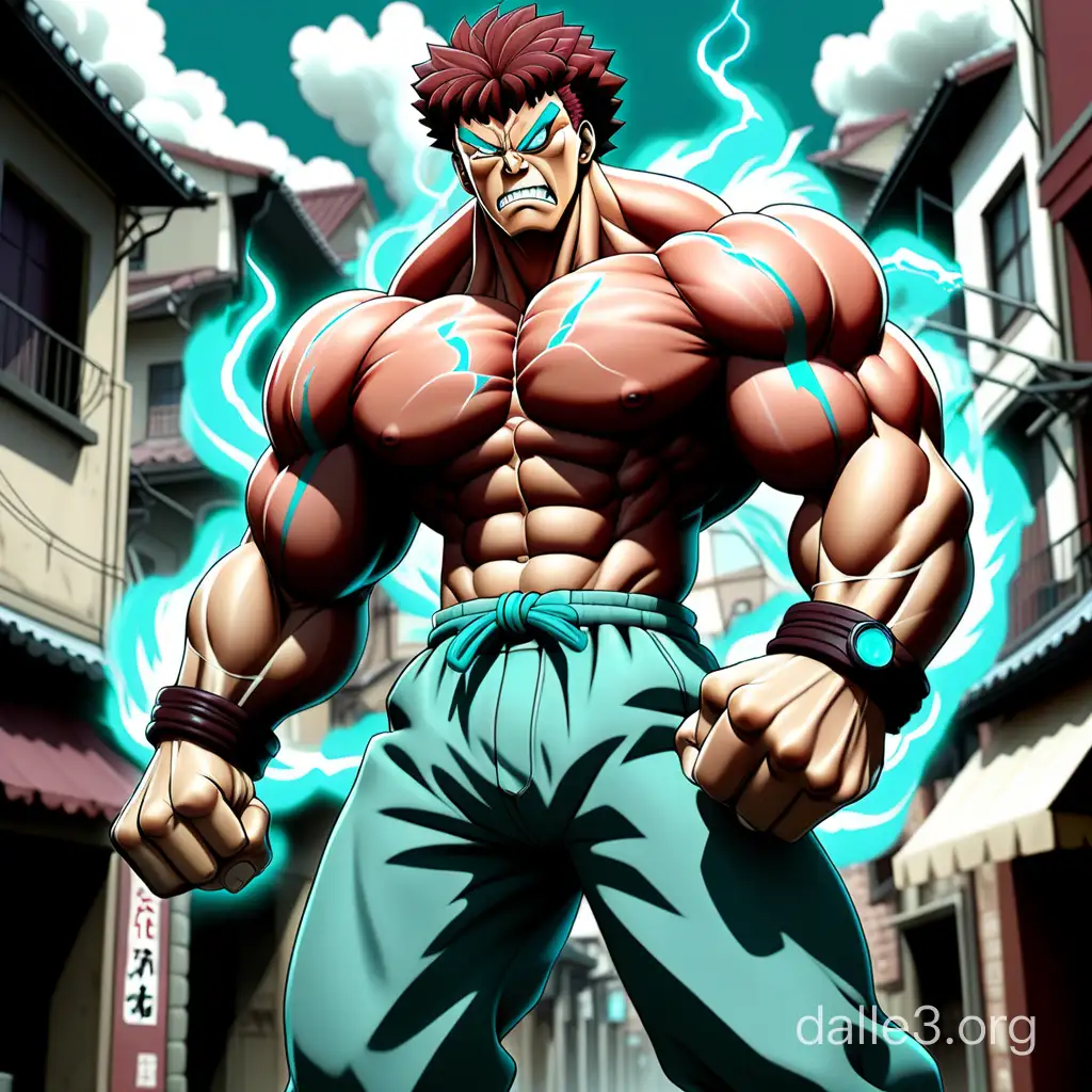 Baki Fighter Confronts with Turquoise Lightning in Anime Old Town ...