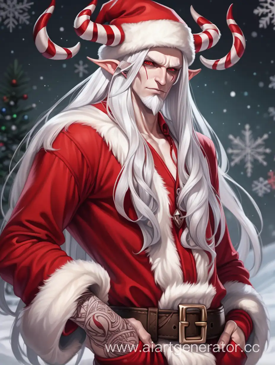 Pale-Demon-in-Festive-Santa-Attire-with-Horns-and-Runes