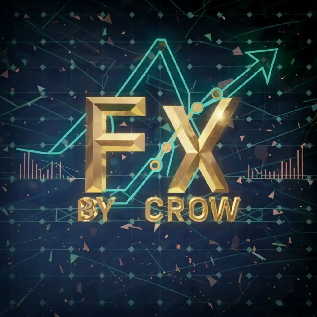 logo, Golden logo 3d futuristic on forex chart expert analysis, with the text "Fx by crow", typography