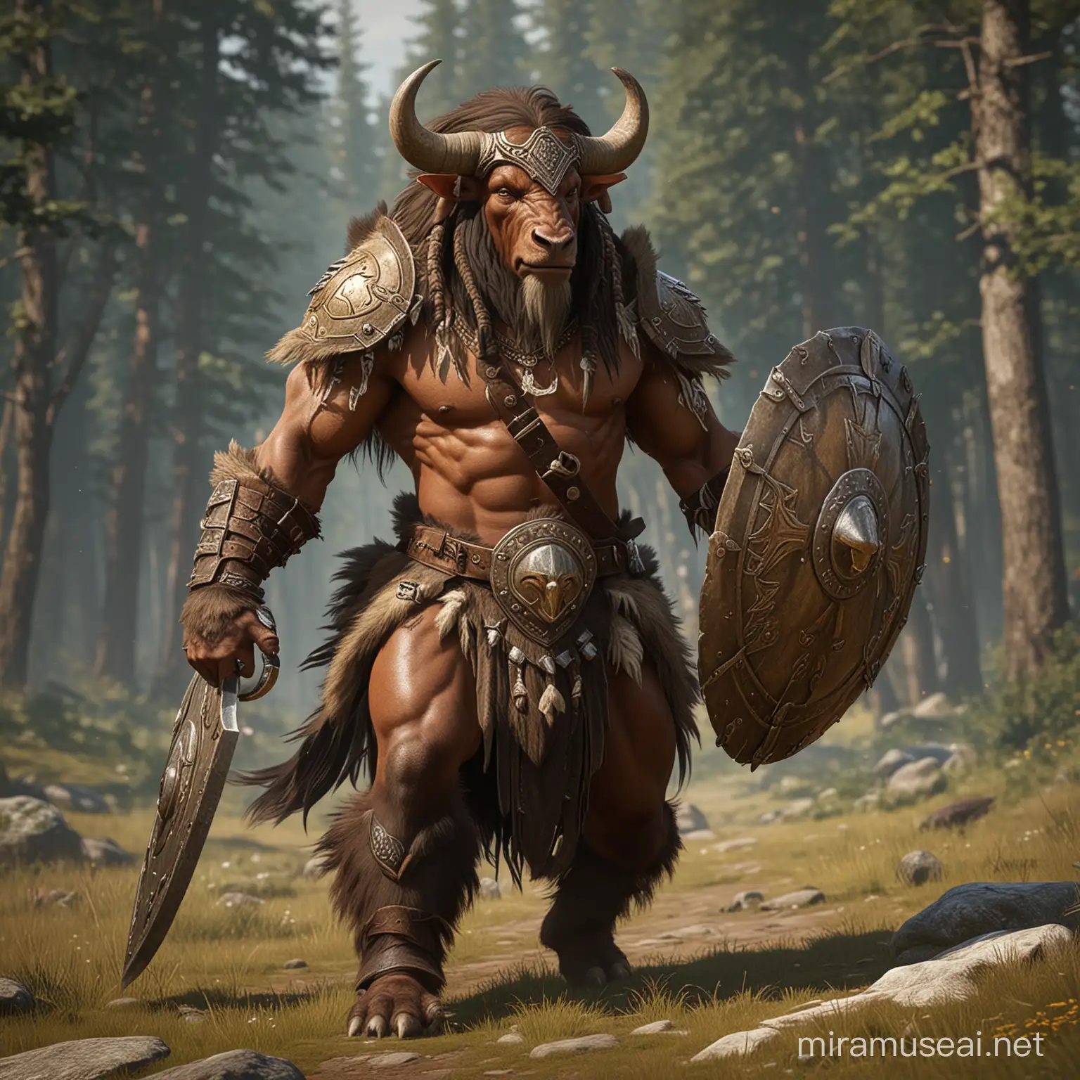 Mighty Tauren Warrior Holding Shield named Hoschi