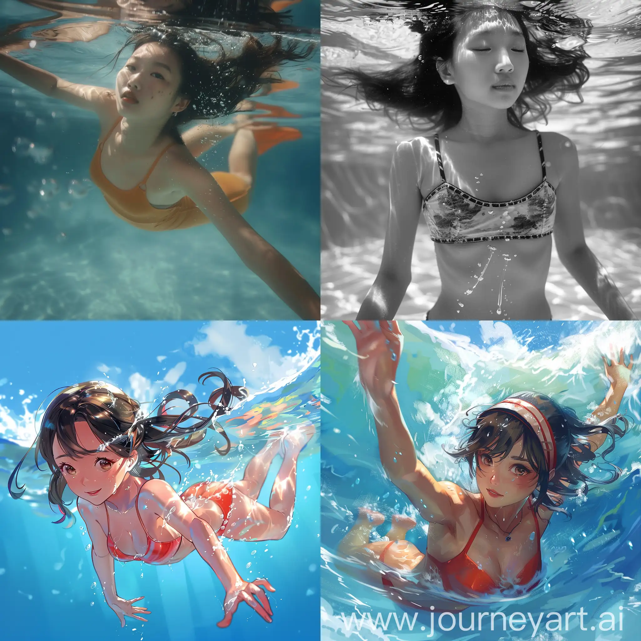 Taiwanese-Girl-Swimming-in-Clear-Blue-Waters
