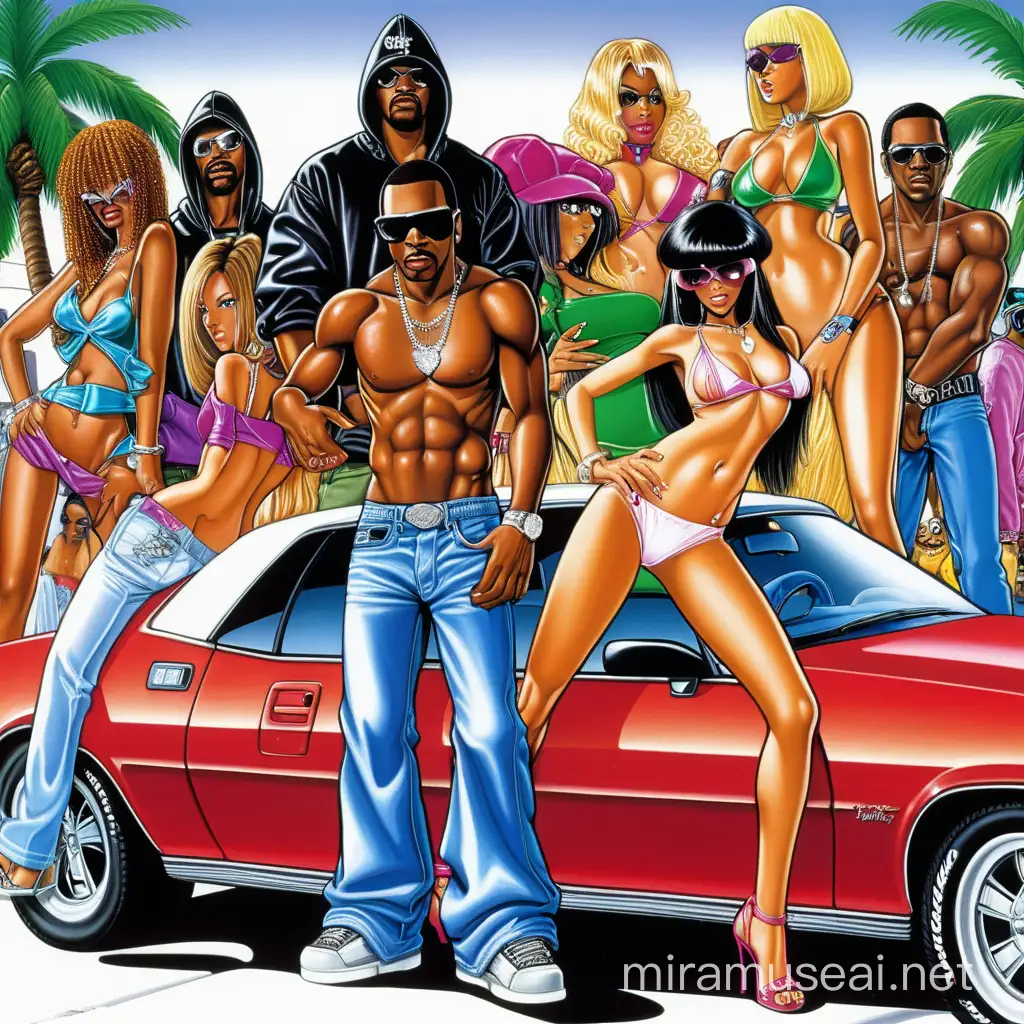 Everbody in the hood Freaknik party in the hood flashy whips and sexy woman in album cover brand logo movie cover  2004