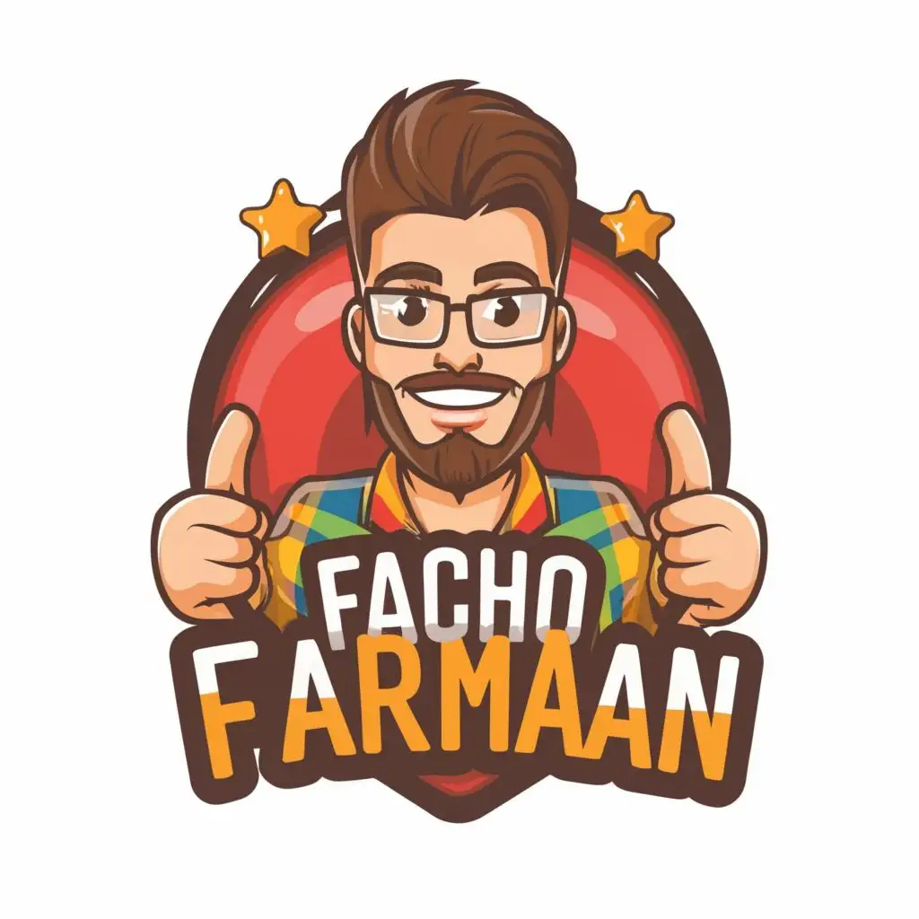 logo, Professional cartoon YouTuber, with the text "Facho Farman", typography, be used in Internet industry