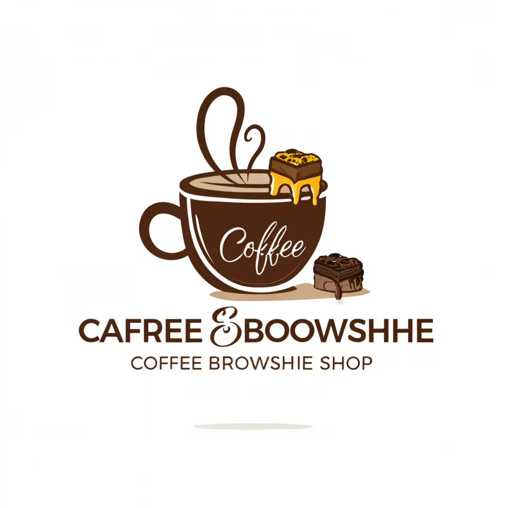 a logo design,with the text "The CAFREI AND BROWNSHIE SHOP", main symbol:coffee and brownies,Moderate,be used in Retail industry,clear background