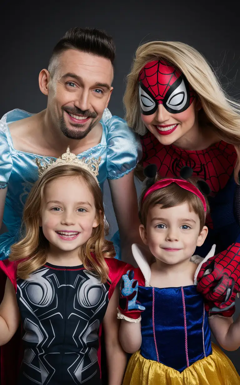 Colorful-Family-Halloween-Costume-Role-Reversal-Portrait