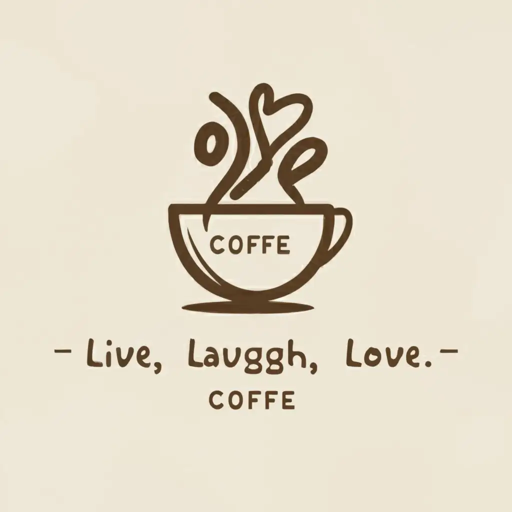 a logo design,with the text "Live, Laugh, Love. Coffee", main symbol:mug,Minimalistic,clear background