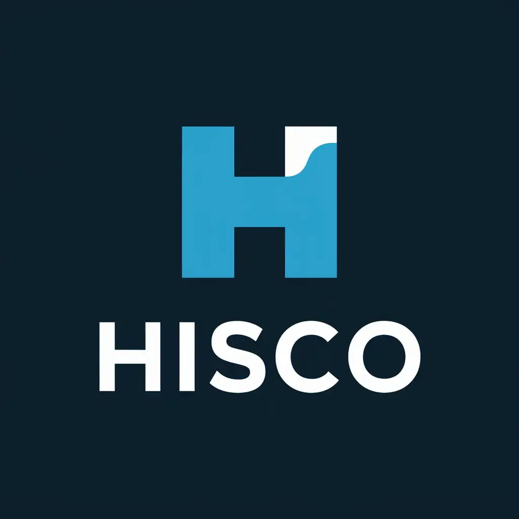 logo, Blue letter H, with the text "HISCO", typography, be used in Medical Dental industry