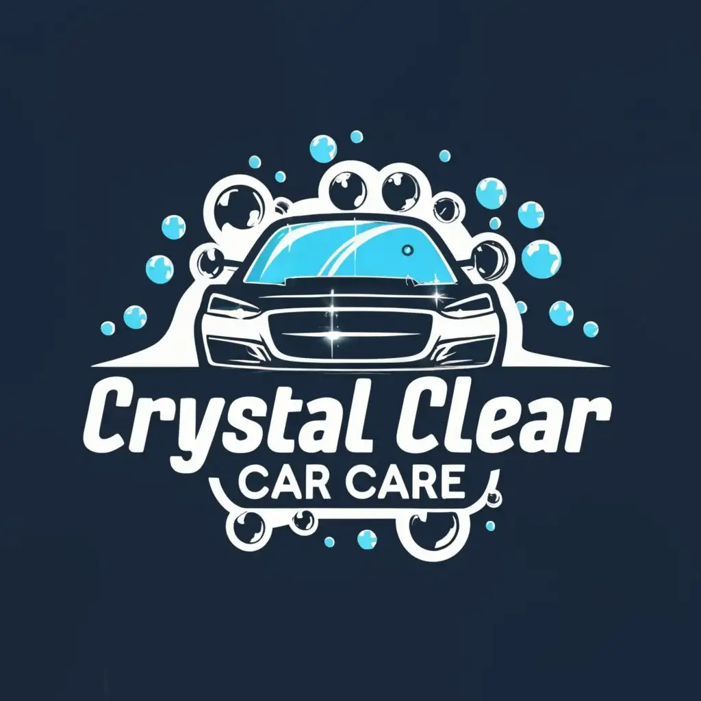 logo, Car Wash, with the text "Crystal Clear Car Care", typography