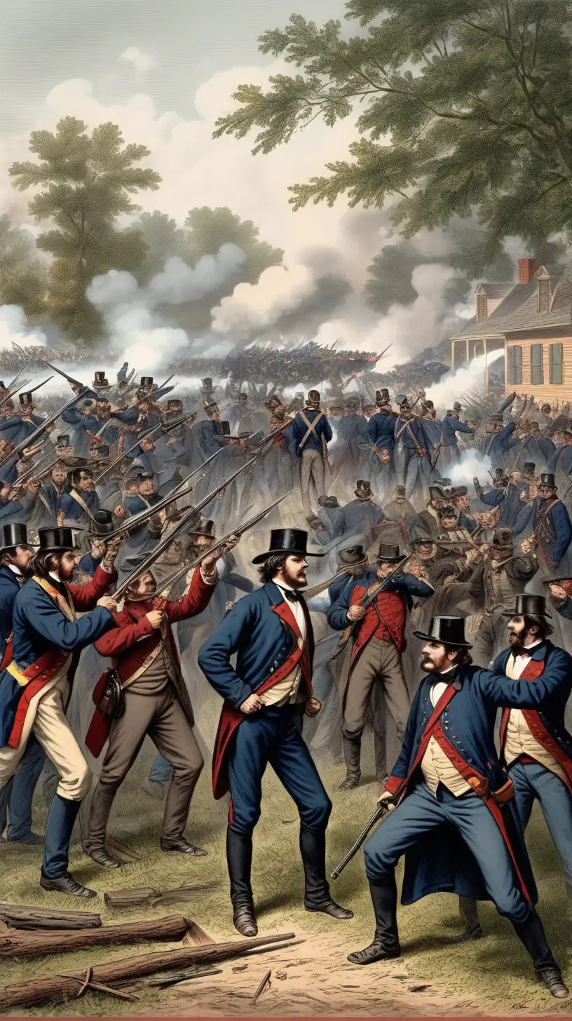 Historical Reenactment 1800s Civil War Soldiers in Action
