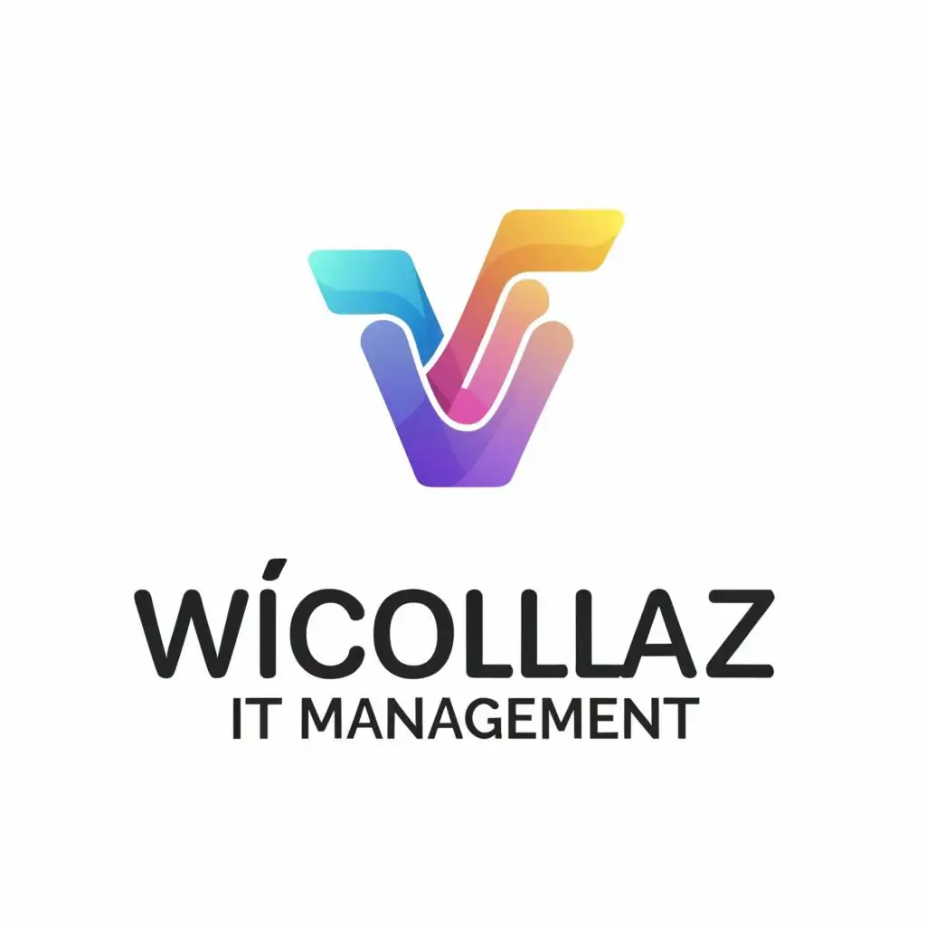 logo, main symbol V, and use Business logoes, with the text "Vicollaz IT Management", typography, be used in Technology industry