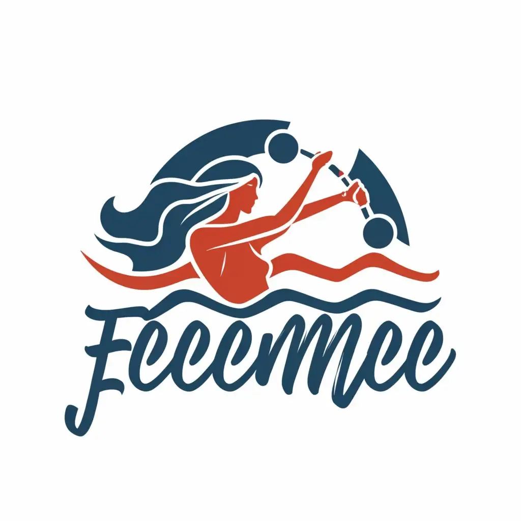 a logo design,with the text "FEEEMEE", main symbol:woman, boat, waves, hands, heart, together, charity, steering wheel, woman face, holding hands,Moderate,be used in Travel industry,clear background