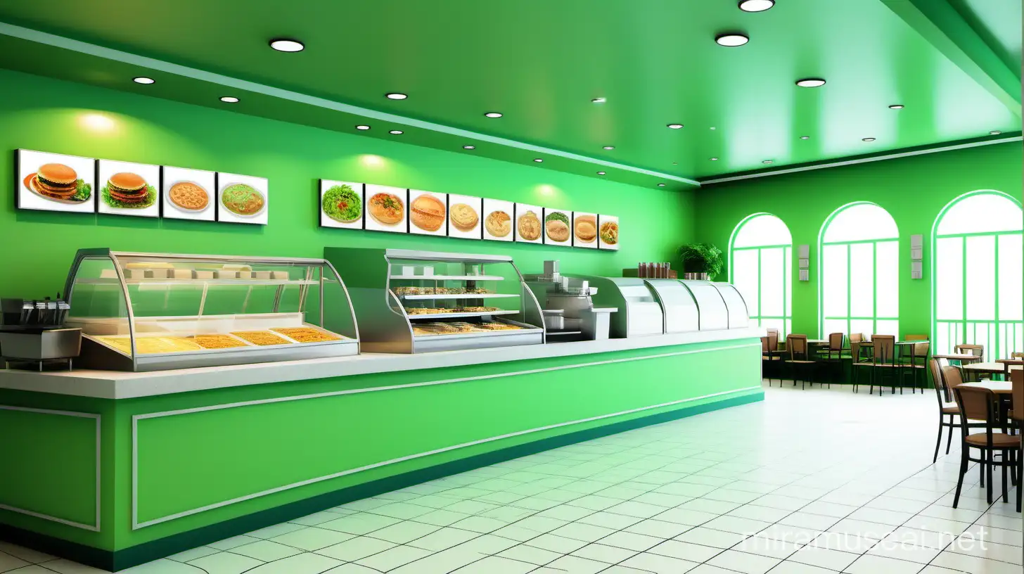  green color background for food court in cafe management landscape
