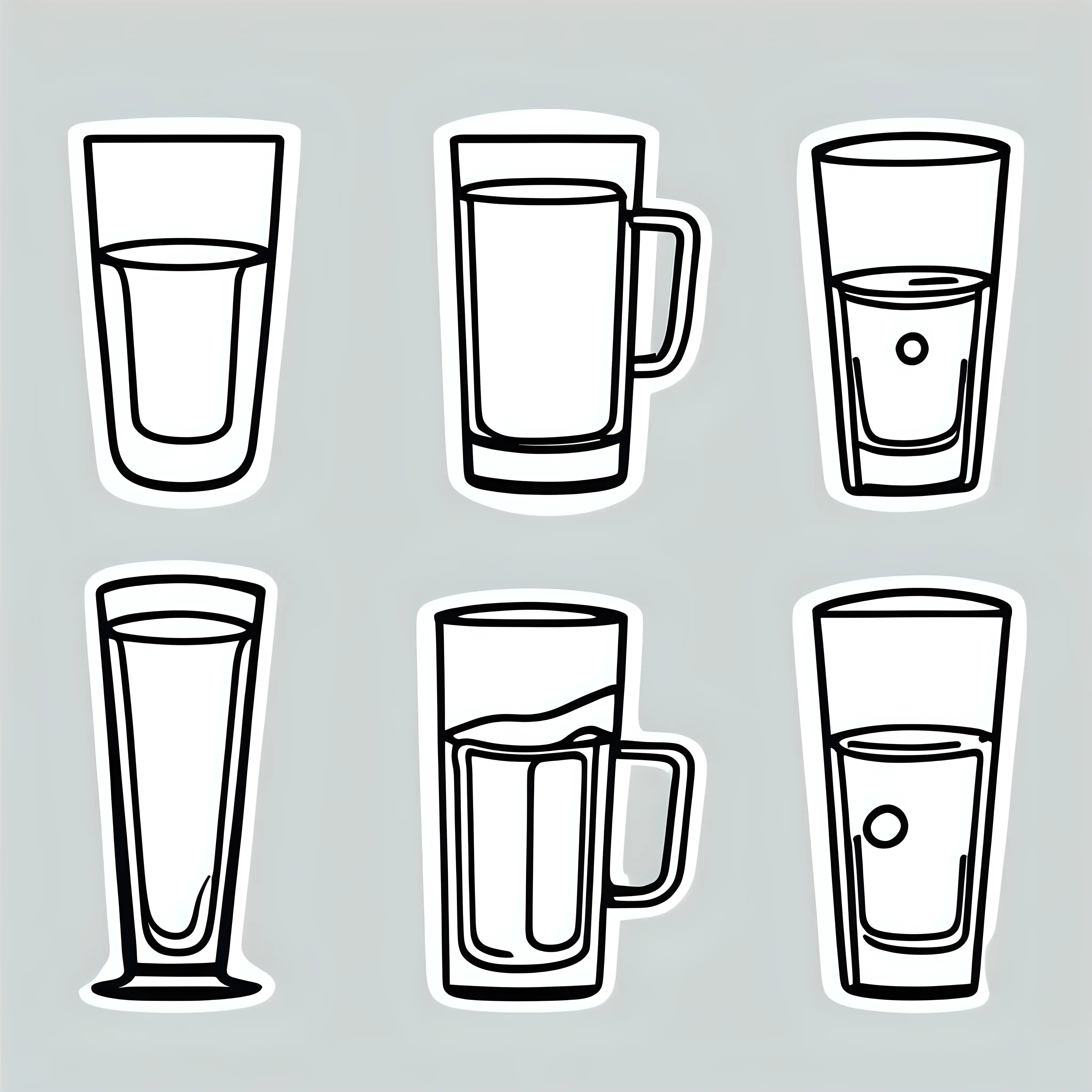 Stylized Line Art of Glass with Drink on White Background