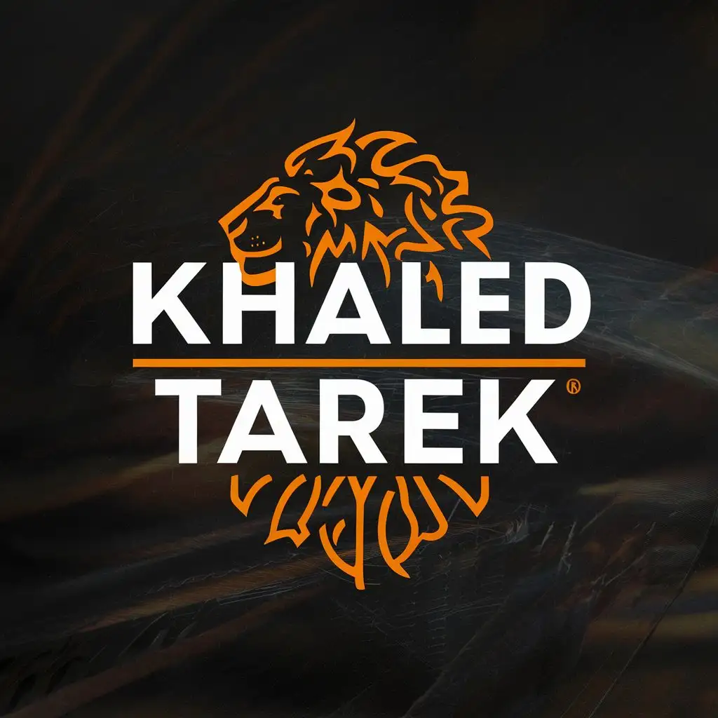 logo, lion, with the text "khaled tarek", typography, be used in Entertainment industry