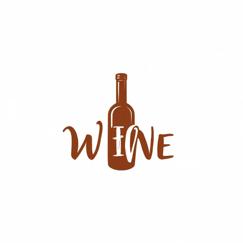 logo, wine bottle, with the text "wine", typography