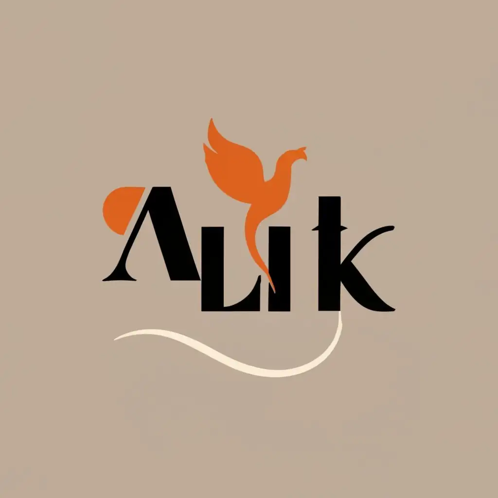 logo, classy bold phoenix with name, with the text "Alik", typography, be used in Retail industry