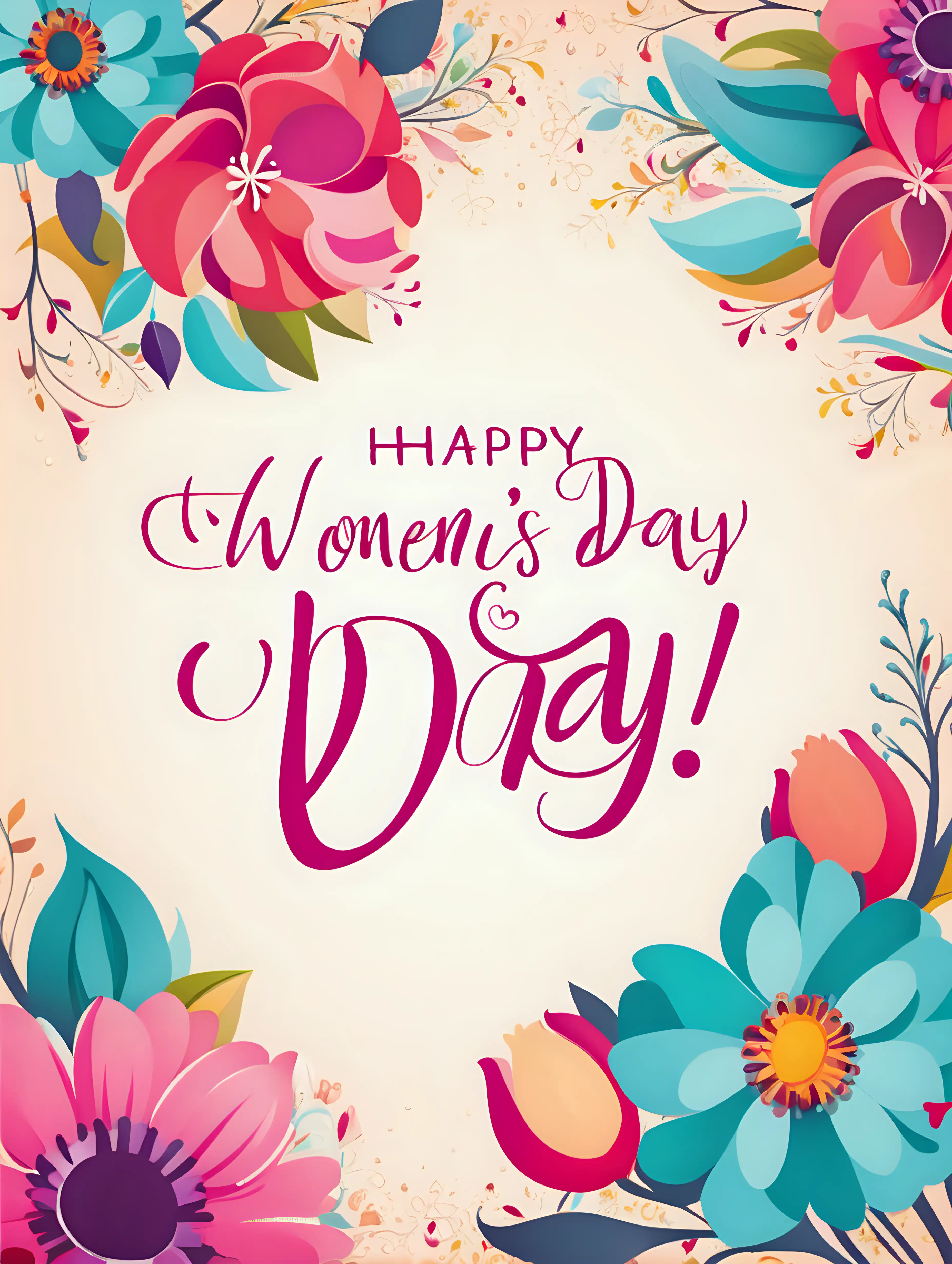 Vibrant Womens Day Greeting Card with Personalized Text