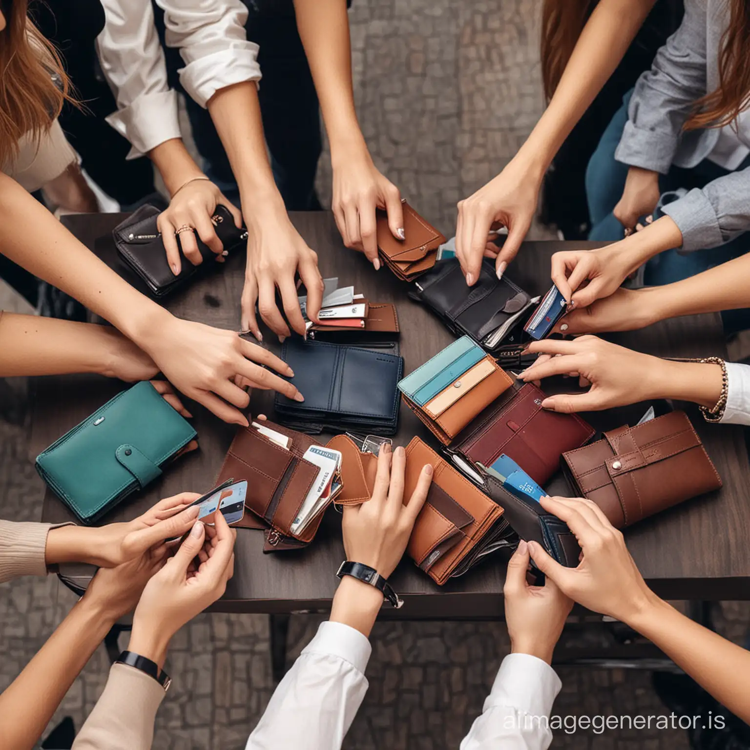 Some Beautiful Women, Men, choosing the wallets with different colors