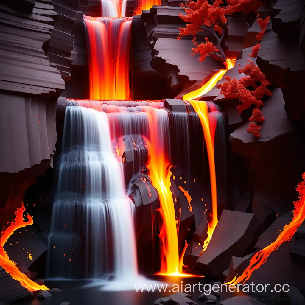 Vibrant-Fiery-Waterfall-Illuminating-Night-Sky