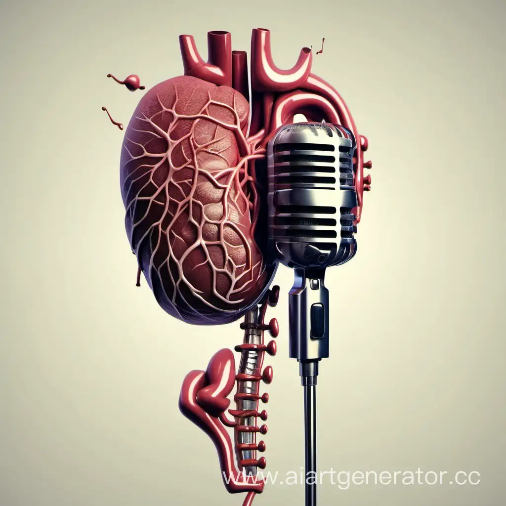 Человеческий орган говорит в микрофон
