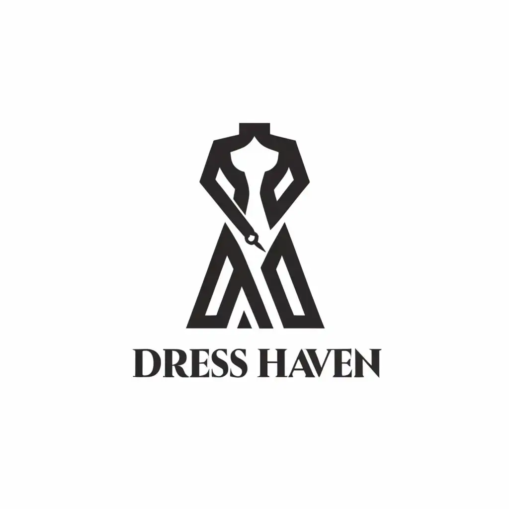 a logo design,with the text "Dress Haven", main symbol:a dress , a hunger,complex,be used in Entertainment industry,clear background