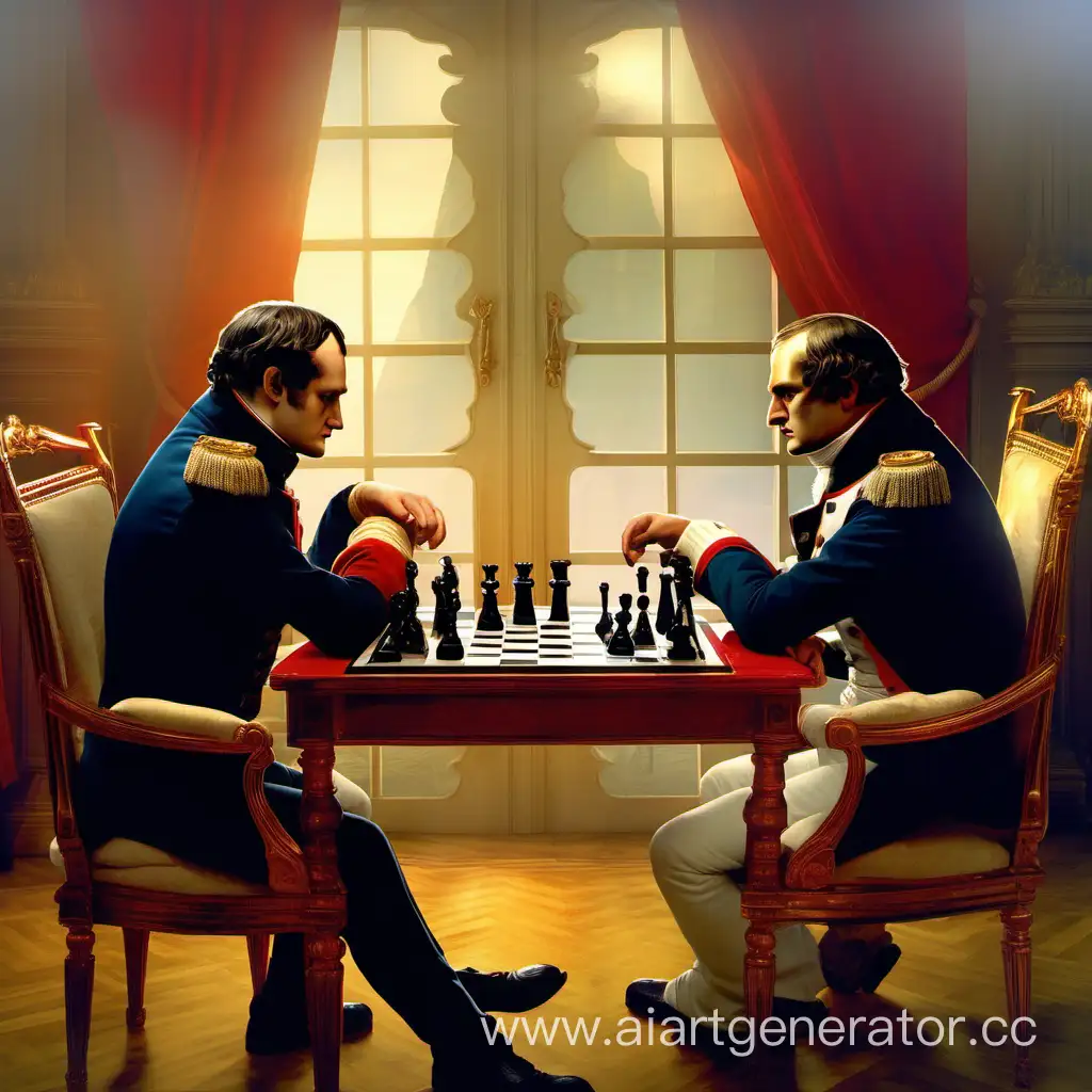 Наполеон и Кутузов играют в шахматы
