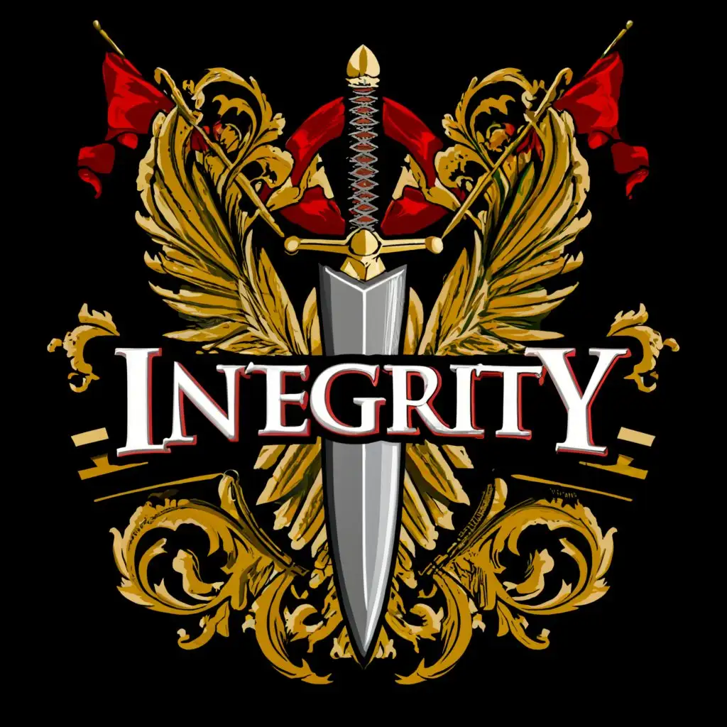 LOGO-Design-For-Integrity-Bold-Sword-and-Dragon-Theme-on-Clean-White-Background