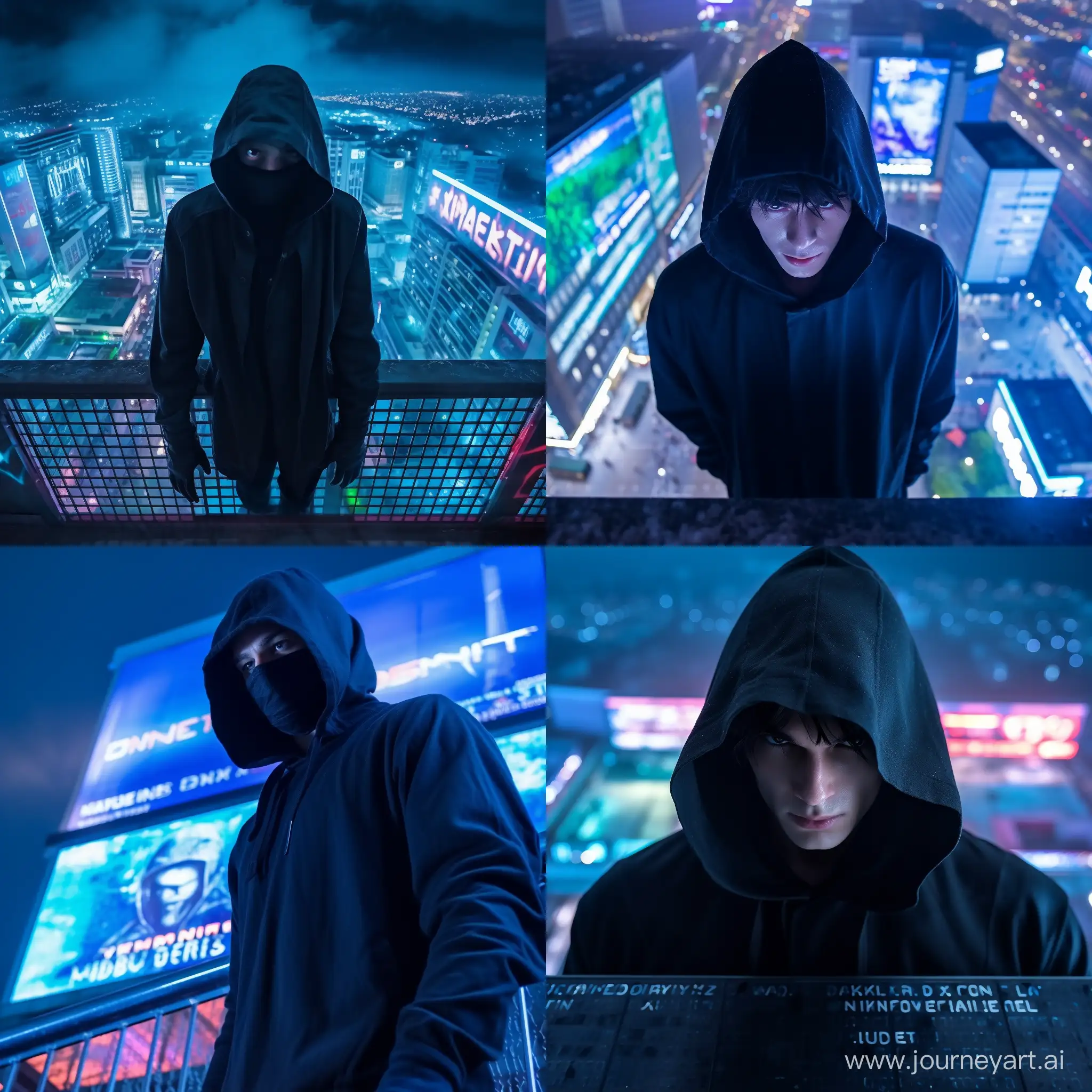 Mysterious-Urban-Explorer-Captures-Cyberpunk-Cityscape-from-Rooftop