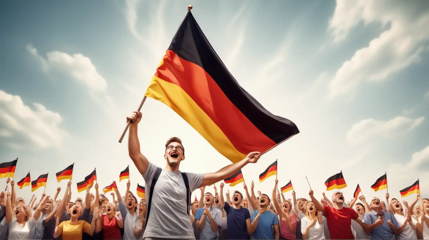 German Citizen Celebrating National Pride with Flag