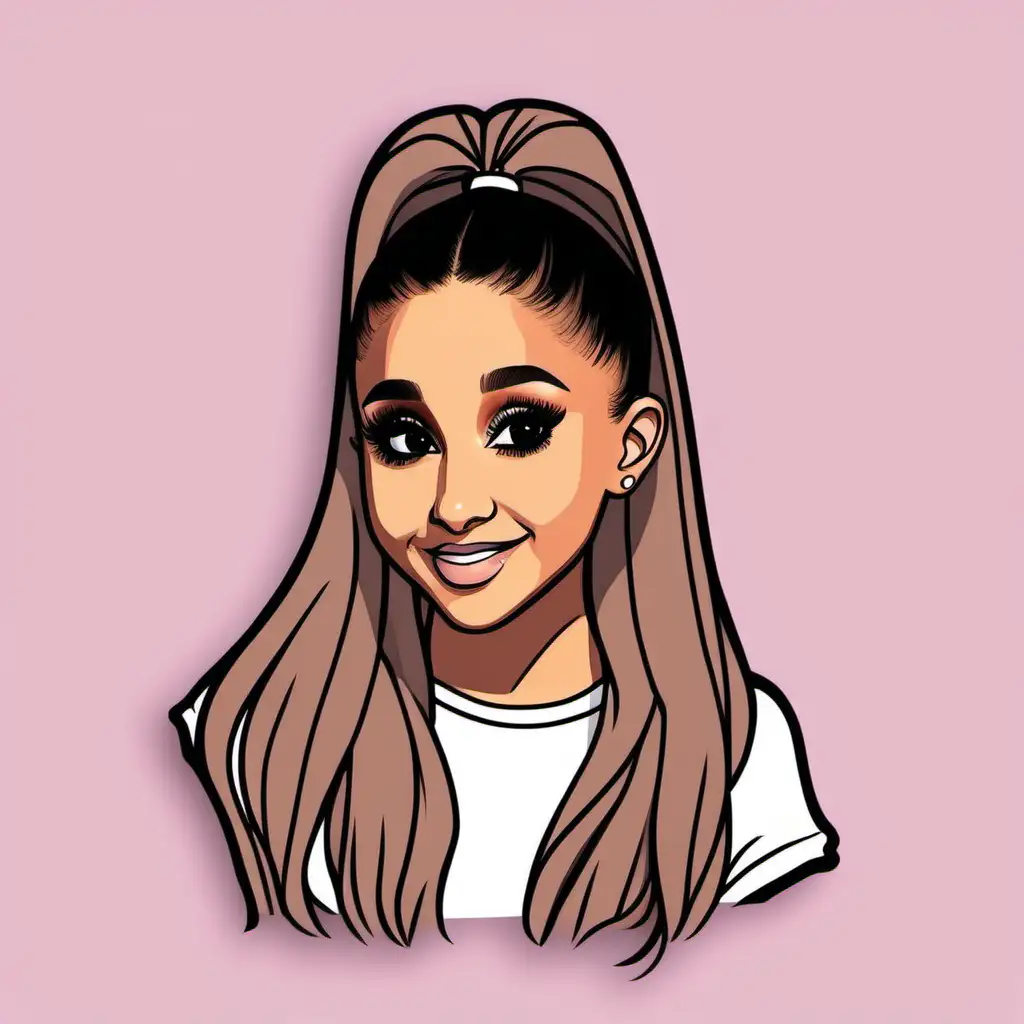 Cartoon Ariana Grande Icon Playful Illustration of Pop Star