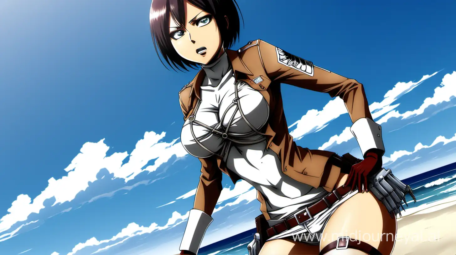 Mikasa Ackerman Strikes a Bold Pose on the Beach