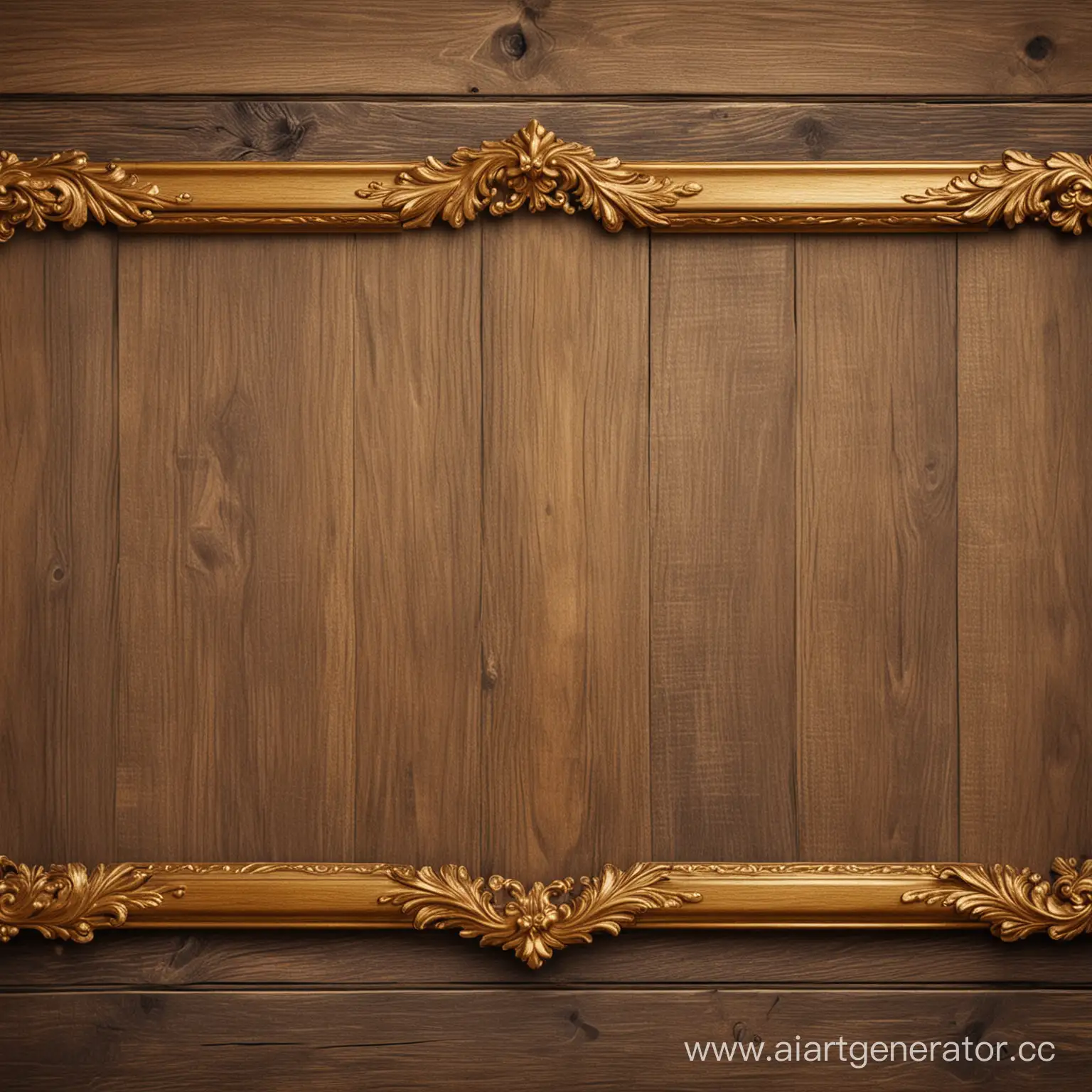 Rustic-Wooden-Background-with-Elegant-Golden-Trim