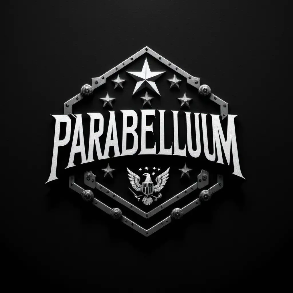 Striking PARABELLUM Logo in Bold Black and White Military Design
