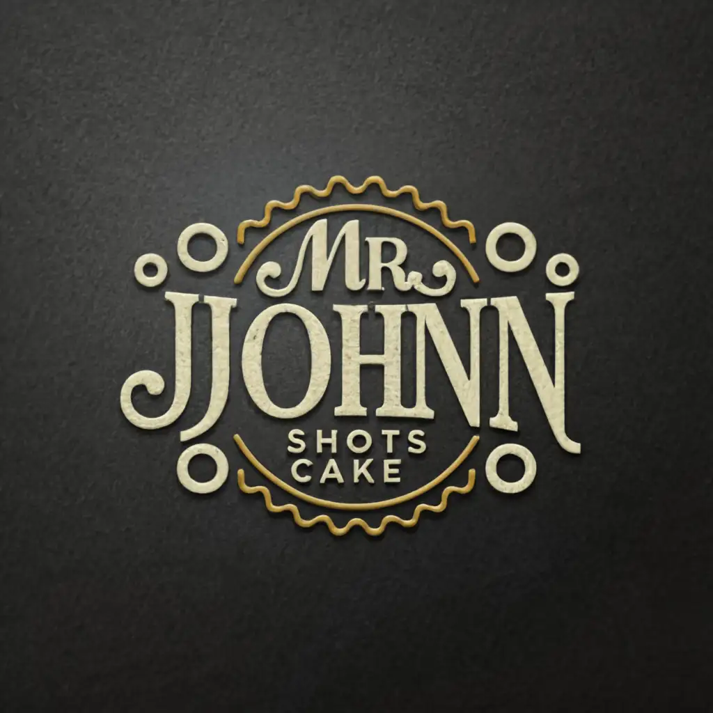 a logo design,with the text 'MR JOHNN SHOTS CAKE', main symbol:Circle, line,shot cake,Moderate, be used in Restaurant industry, clear background
