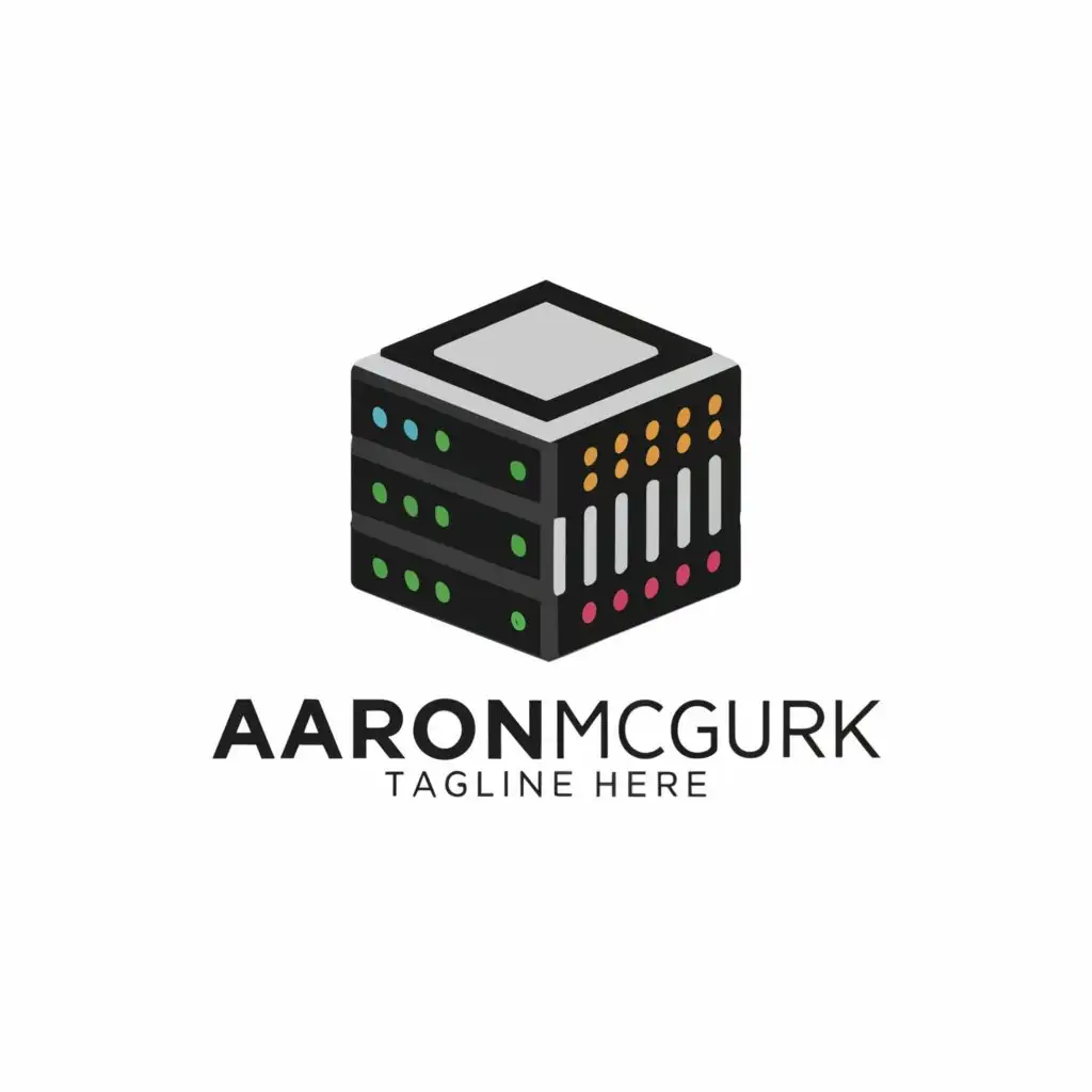 a logo design,with the text "AARON MCGUIRK", main symbol:Datacenter Server,Moderate,be used in Technology industry,clear background