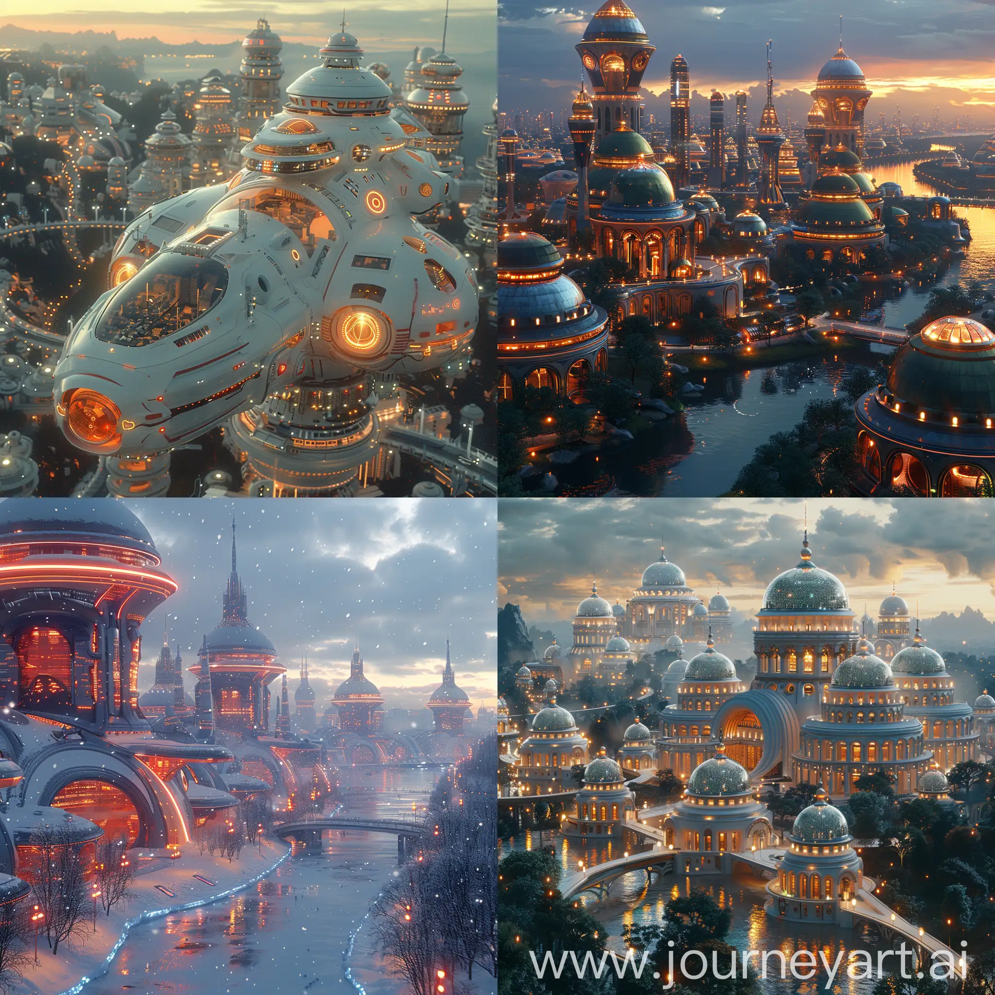 Futuristic Moscow, futuristic style of high tech, futuristic style of nanotechnology, octane render --stylize 1000